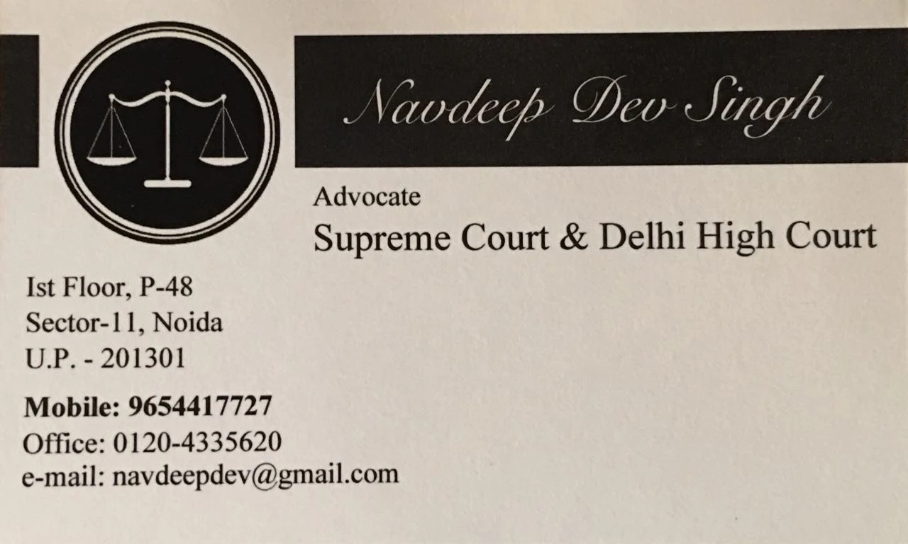 Business card of Advocate Navdeep Dev Singh